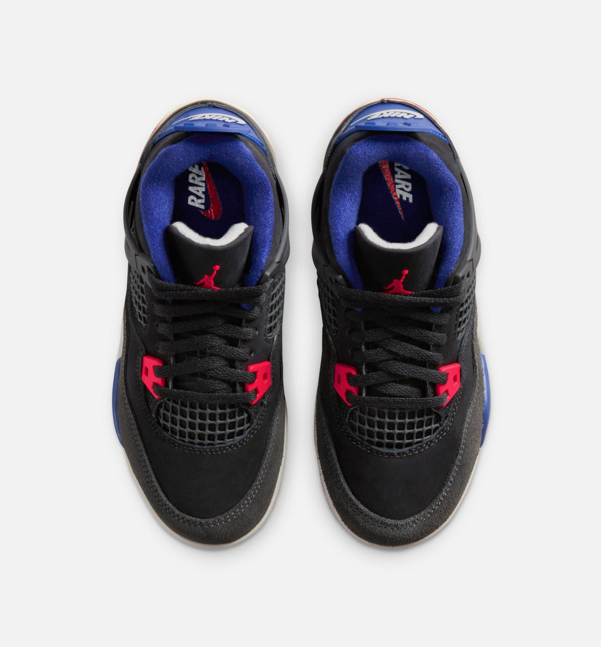 Air Jordan 4 Retro Rare Air – Preschool Lifestyle Sneaker (Black / Fire Red / Deep Royal Blue)