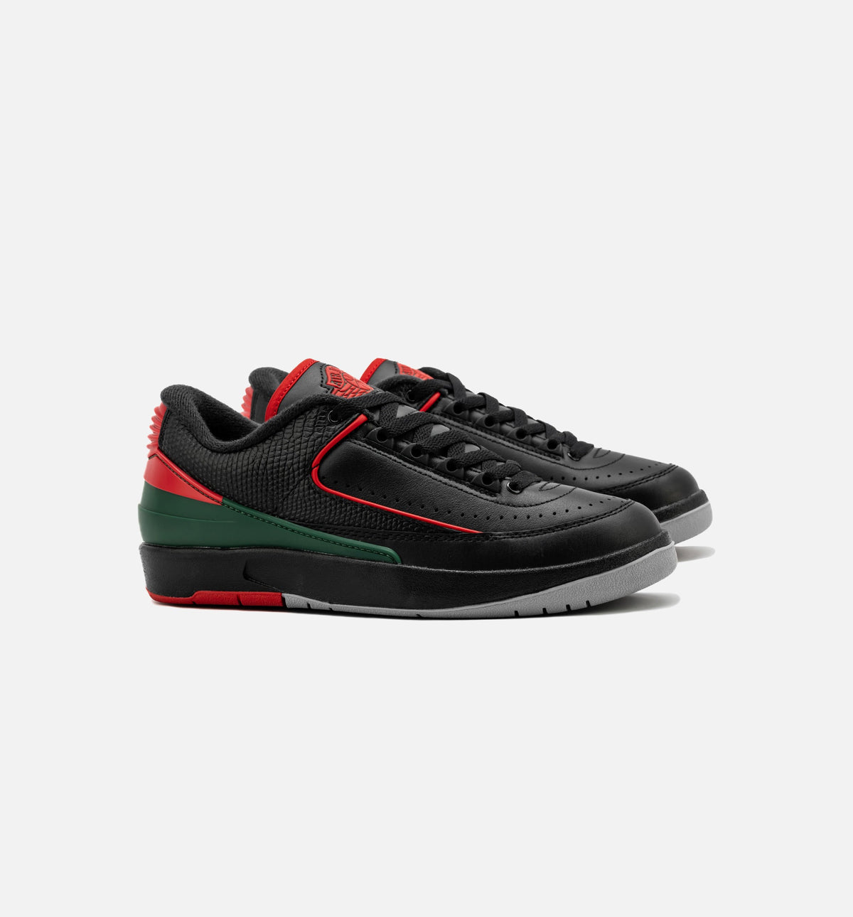 Air Jordan 2 Retro Low Christmas – Grade School Lifestyle Sneaker (Black / Fire Red / Cement Grey)