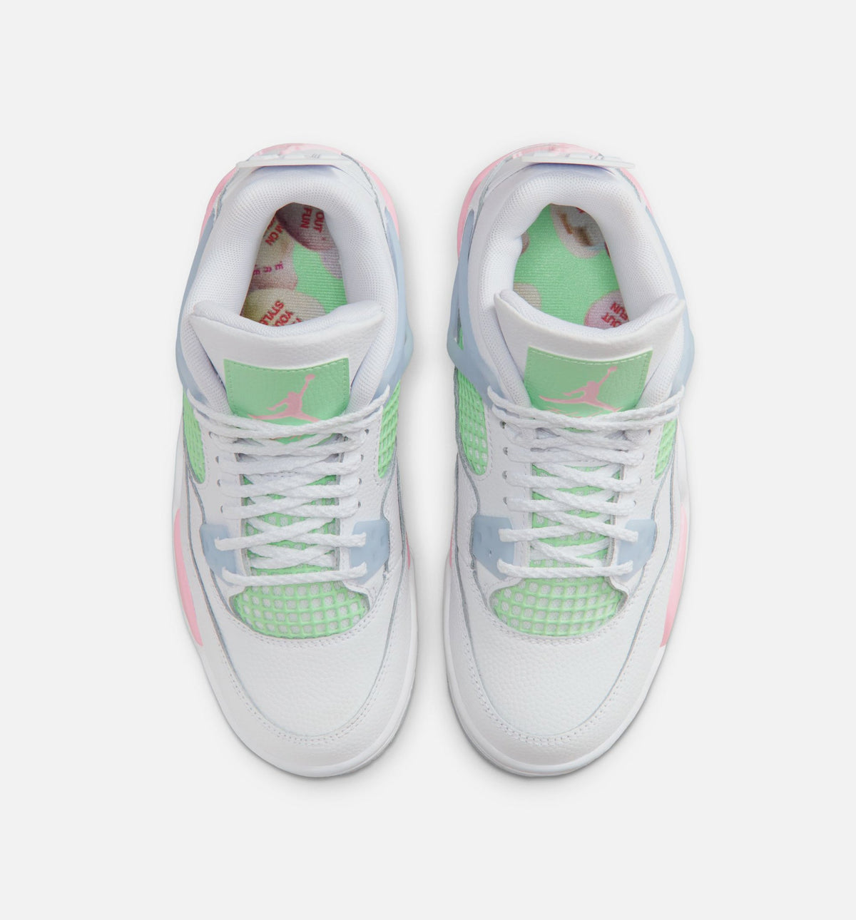 Air Jordan 4 Retro Medium Soft Pink – Grade School Lifestyle Sneaker (White / Medium Soft Pink / Half Blue)
