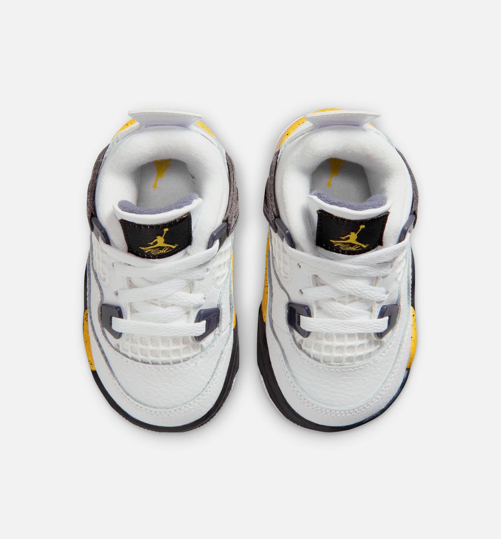 Air Jordan 4 Retro Rare Air Tour Yellow – Infant & Toddler Lifestyle Sneaker (White / Dark Blue Grey / Black / Tour Yellow)