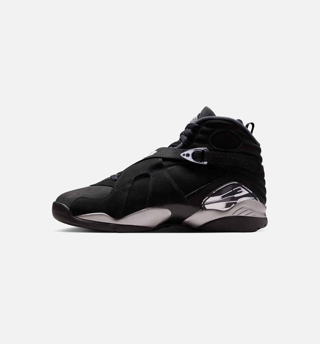 Air Jordan 8 Retro Chrome Black and Light Graphite – Men's Lifestyle Sneaker (Black / White / Light Graphite)