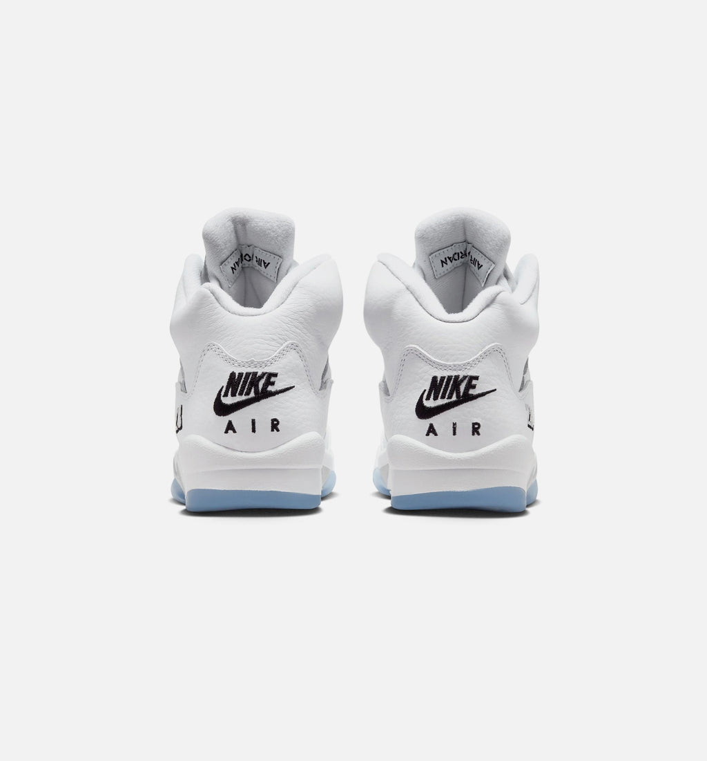 Air Jordan 5 Retro OG White Metallic – Grade School Lifestyle Sneaker (White / Black / Metallic Silver)