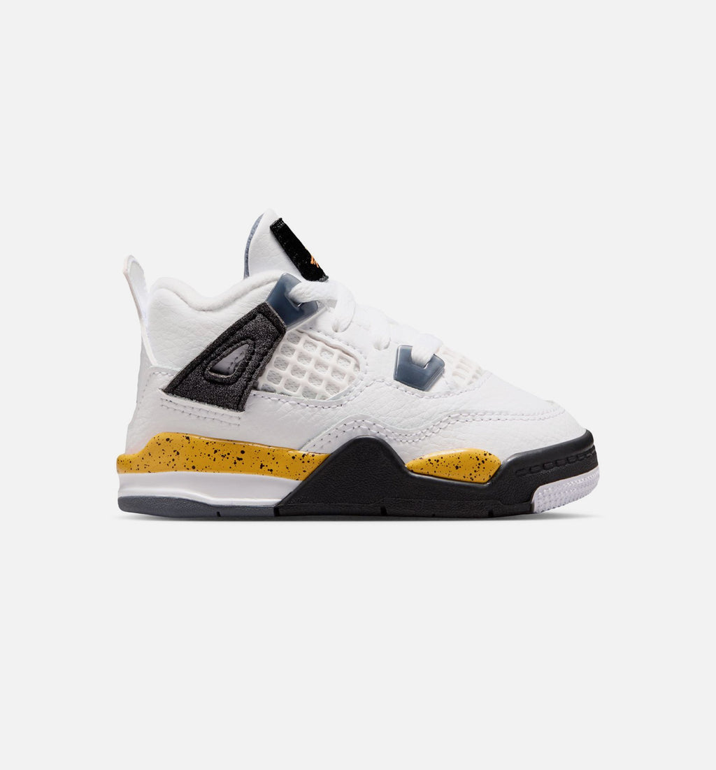 Air Jordan 4 Retro Rare Air Tour Yellow – Infant & Toddler Lifestyle Sneaker (White / Dark Blue Grey / Black / Tour Yellow)
