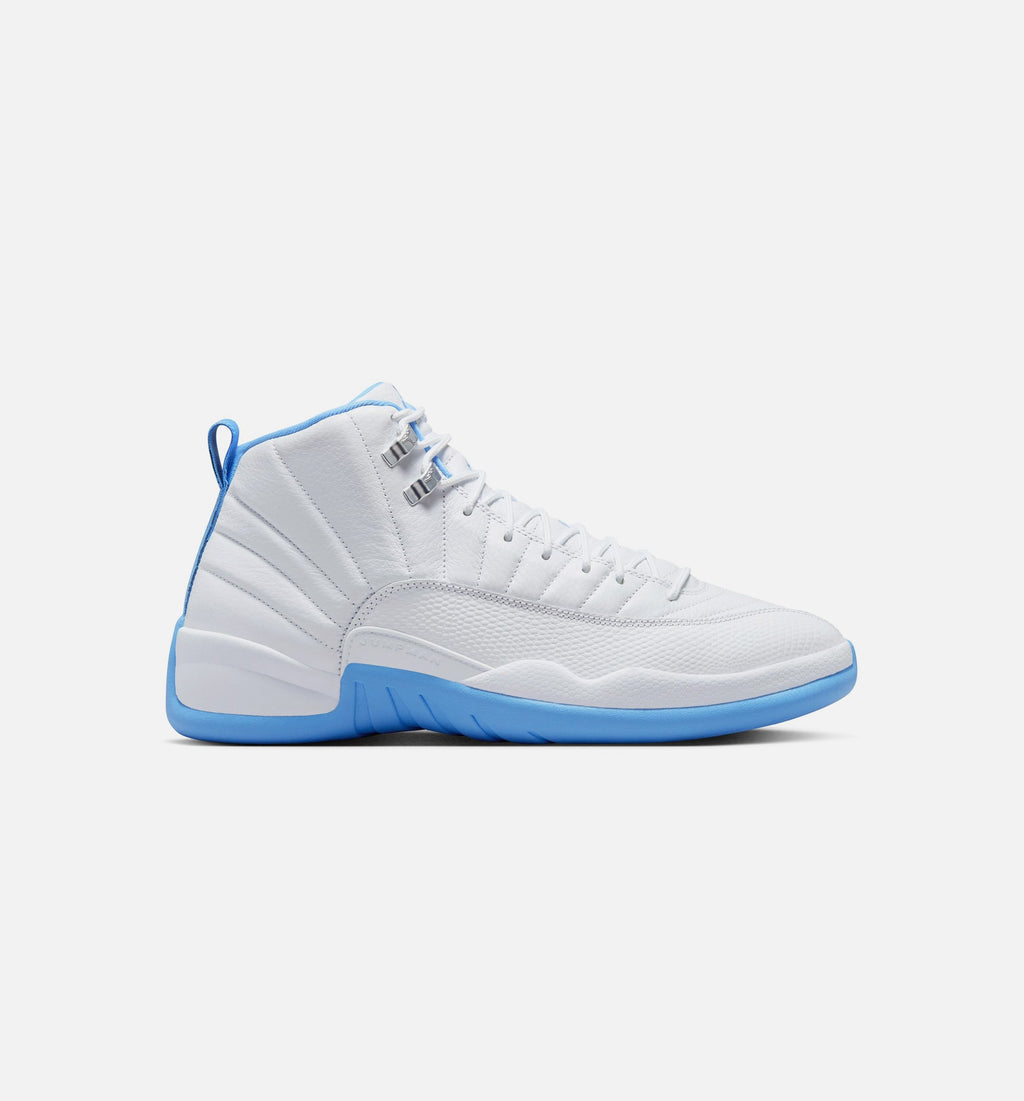 Air Jordan 12 Retro White and University Blue – Men's Lifestyle Sneaker (White / University Blue / Metallic Silver)