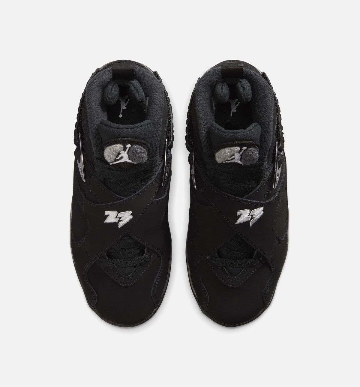 Air Jordan 8 Retro Chrome Black and Light Graphite – Grade School Lifestyle Sneaker (Black / White / Light Graphite)