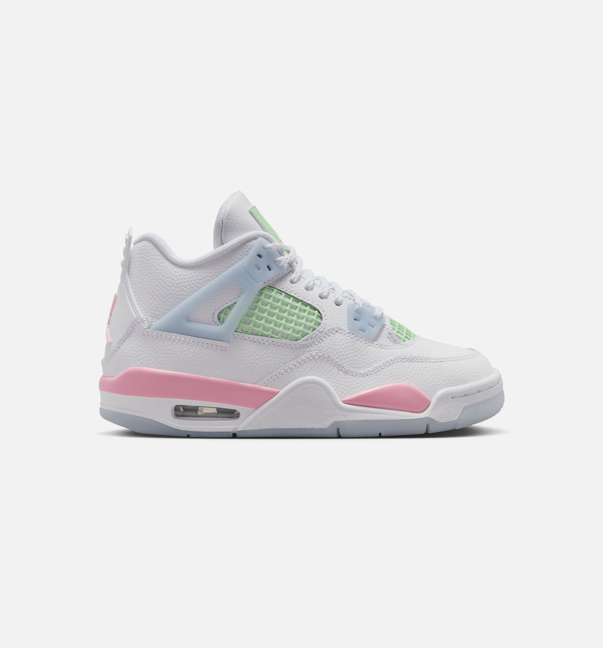 Air Jordan 4 Retro Medium Soft Pink – Grade School Lifestyle Sneaker (White / Medium Soft Pink / Half Blue)