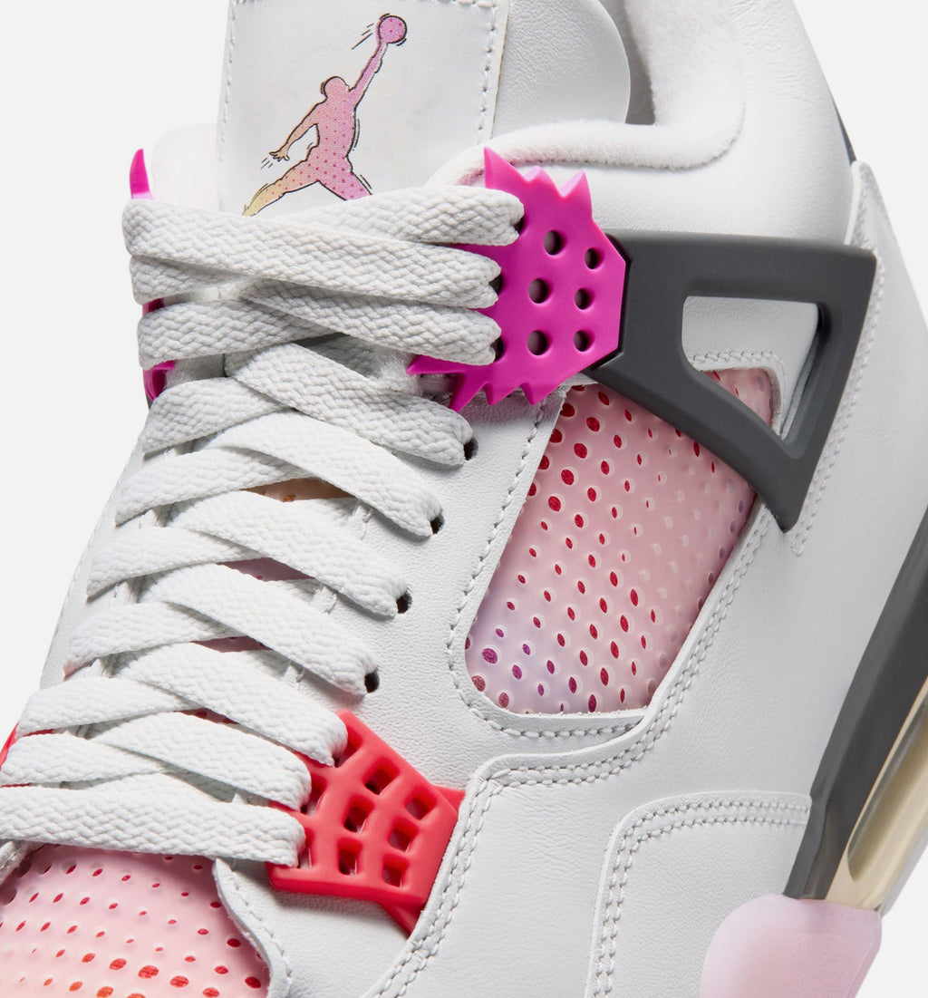 Air Jordan 4 Retro Comic – Men's Lifestyle Sneaker (Off White / Fire Pink / Anthracite)