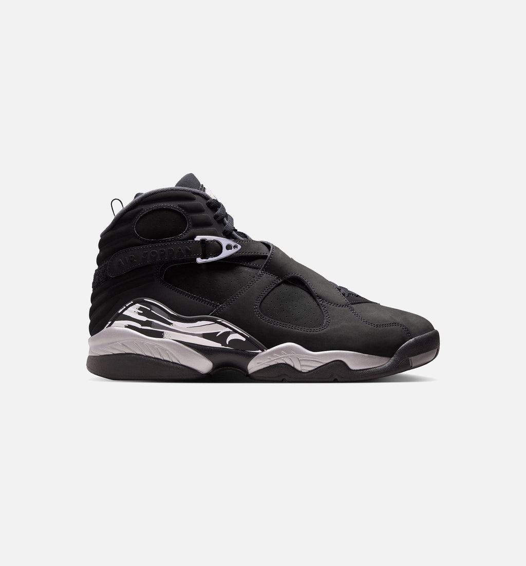Air Jordan 8 Retro Chrome Black and Light Graphite – Men's Lifestyle Sneaker (Black / White / Light Graphite)