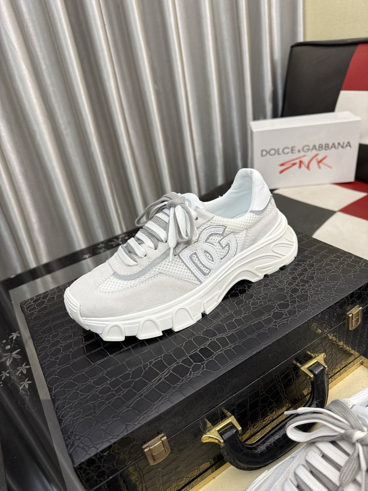 Dolce & Gabbana White and Light Gray Chunky Sneakers