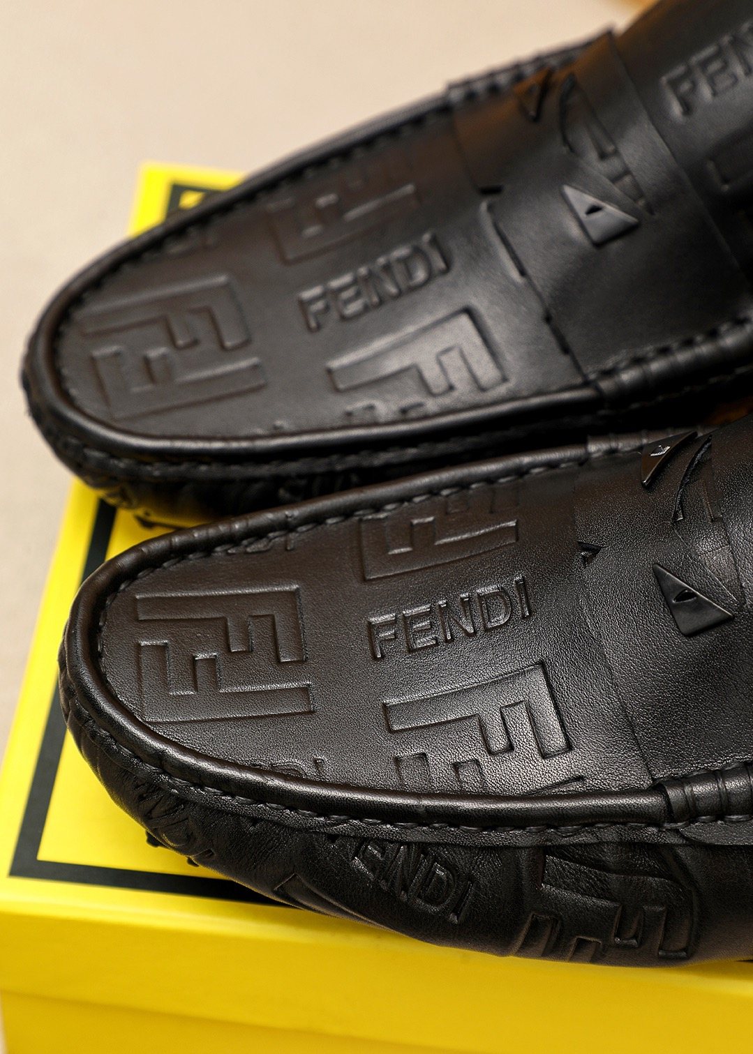 Fendi Black Embossed Loafers
